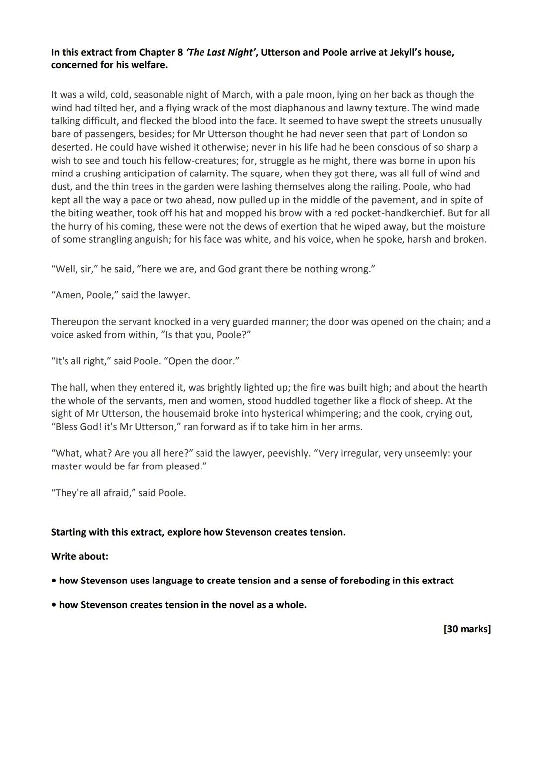 AQA Practice Questions: Dr Jekyll and Mr Hyde
In this extract from Chapter 1, 'Story of the Door', Enfield describes to Utterson an incident