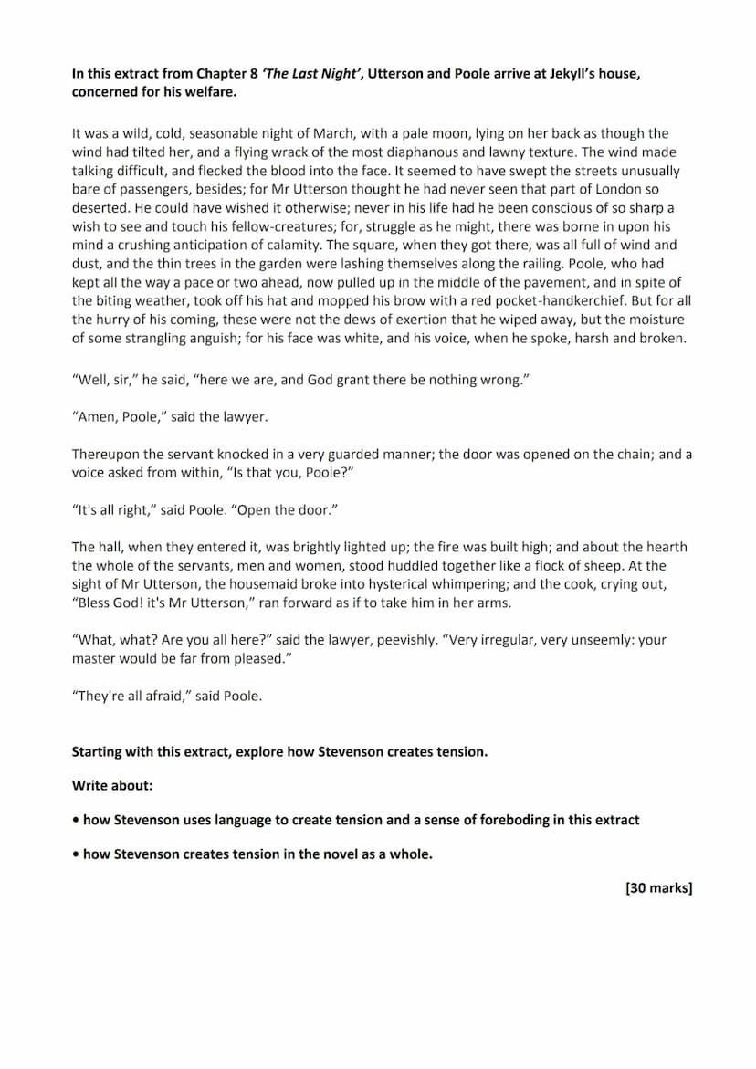 AQA Practice Questions: Dr Jekyll and Mr Hyde
In this extract from Chapter 1, 'Story of the Door', Enfield describes to Utterson an incident