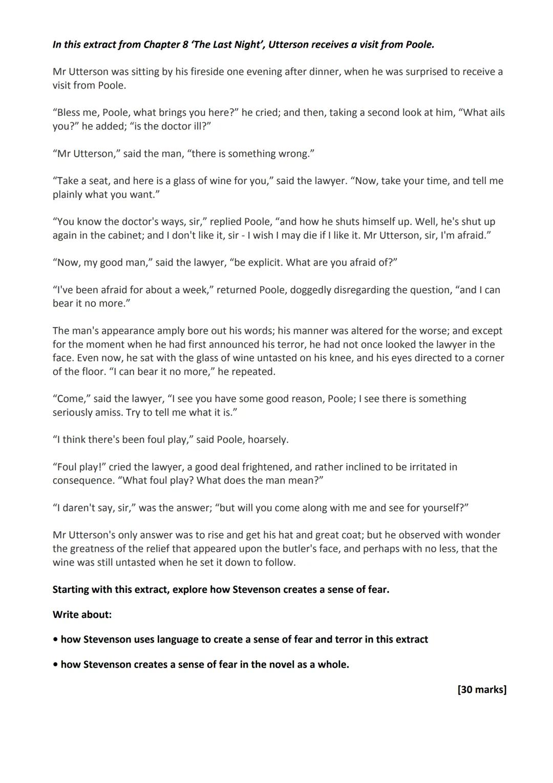 AQA Practice Questions: Dr Jekyll and Mr Hyde
In this extract from Chapter 1, 'Story of the Door', Enfield describes to Utterson an incident