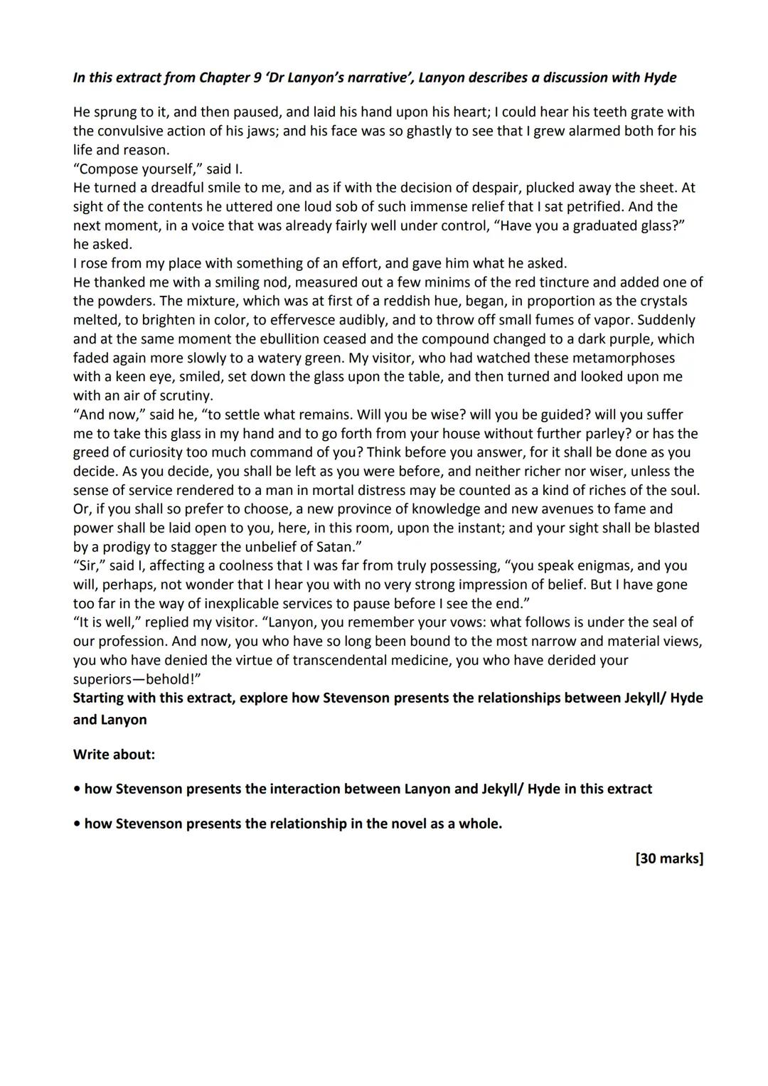 AQA Practice Questions: Dr Jekyll and Mr Hyde
In this extract from Chapter 1, 'Story of the Door', Enfield describes to Utterson an incident