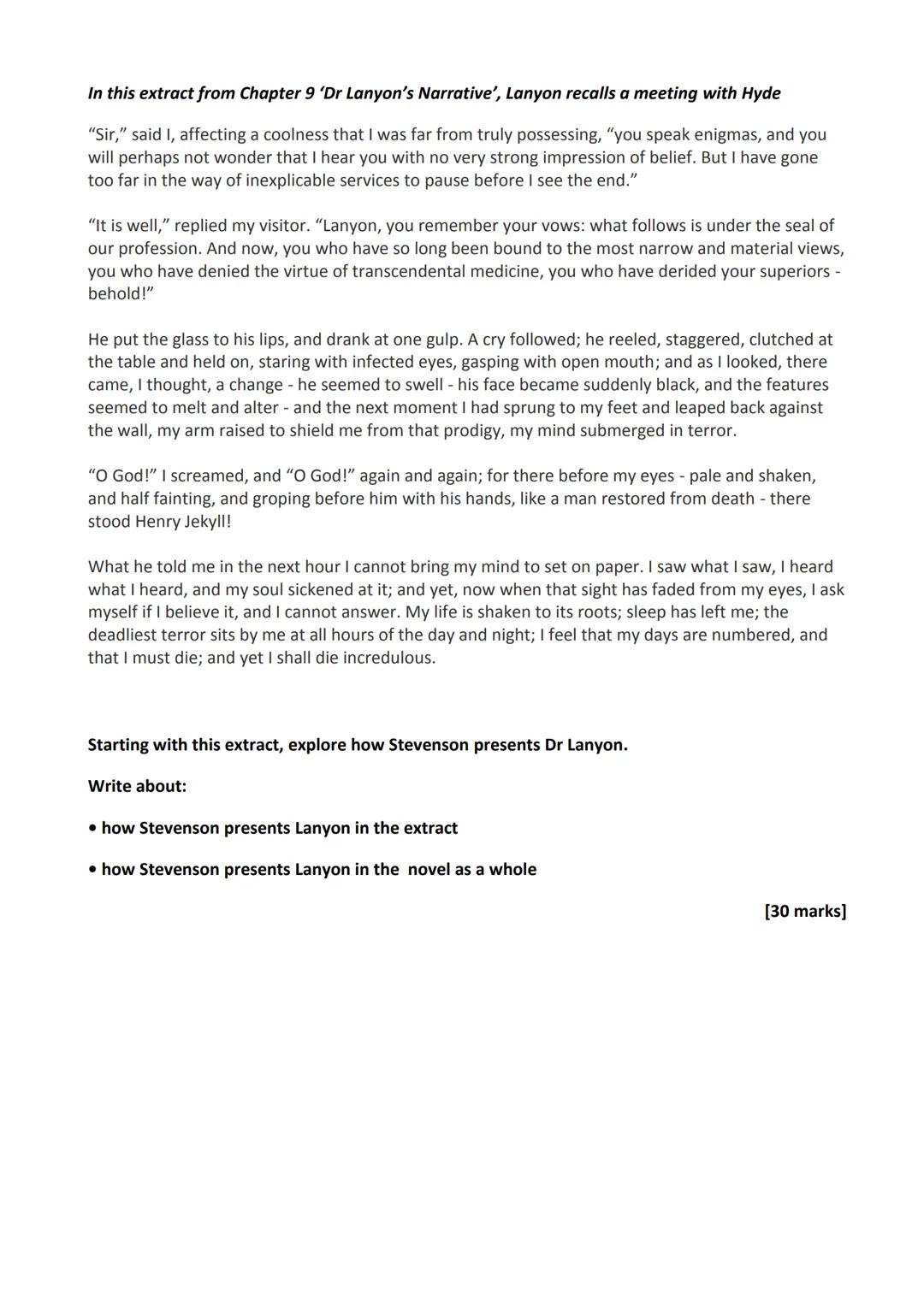 AQA Practice Questions: Dr Jekyll and Mr Hyde
In this extract from Chapter 1, 'Story of the Door', Enfield describes to Utterson an incident