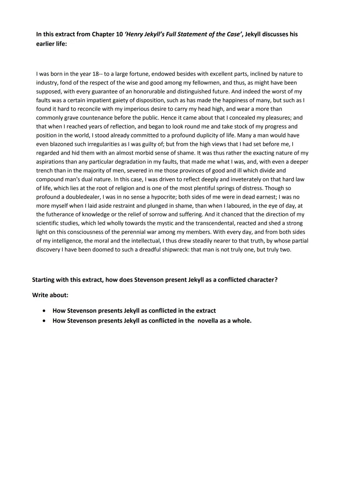 AQA Practice Questions: Dr Jekyll and Mr Hyde
In this extract from Chapter 1, 'Story of the Door', Enfield describes to Utterson an incident