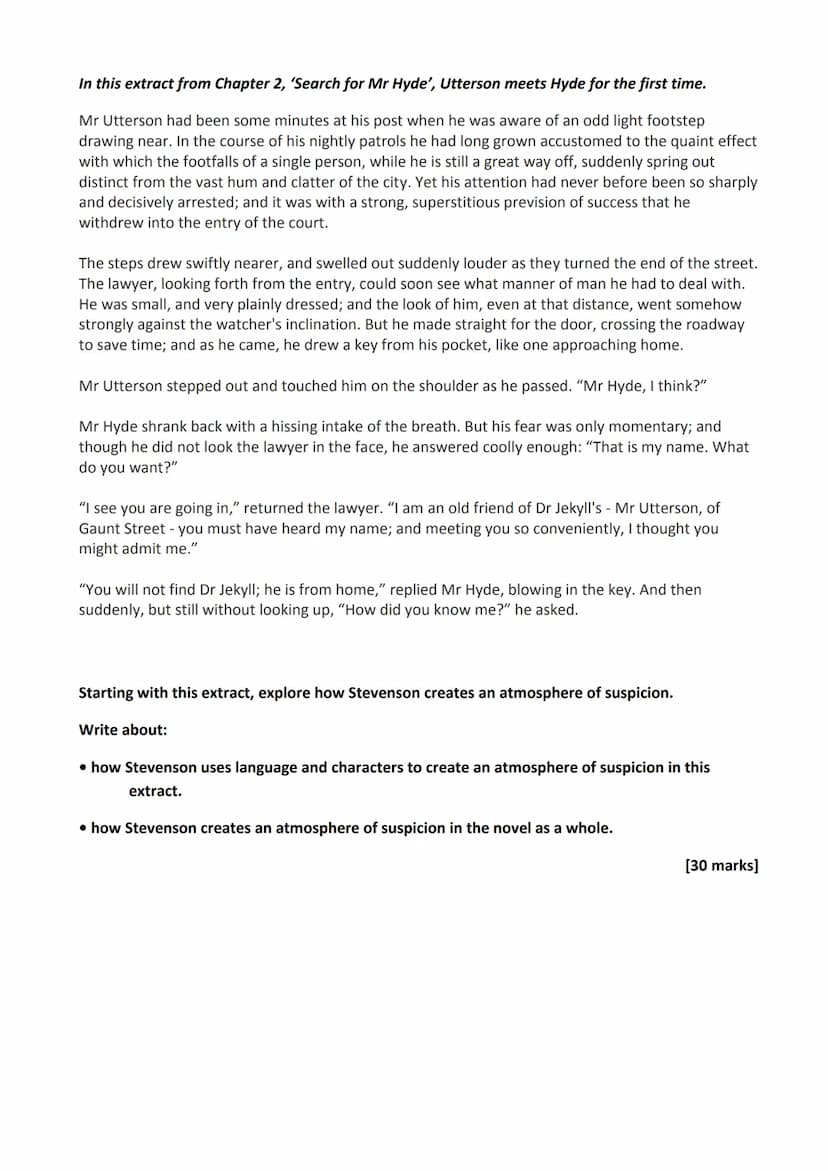 AQA Practice Questions: Dr Jekyll and Mr Hyde
In this extract from Chapter 1, 'Story of the Door', Enfield describes to Utterson an incident