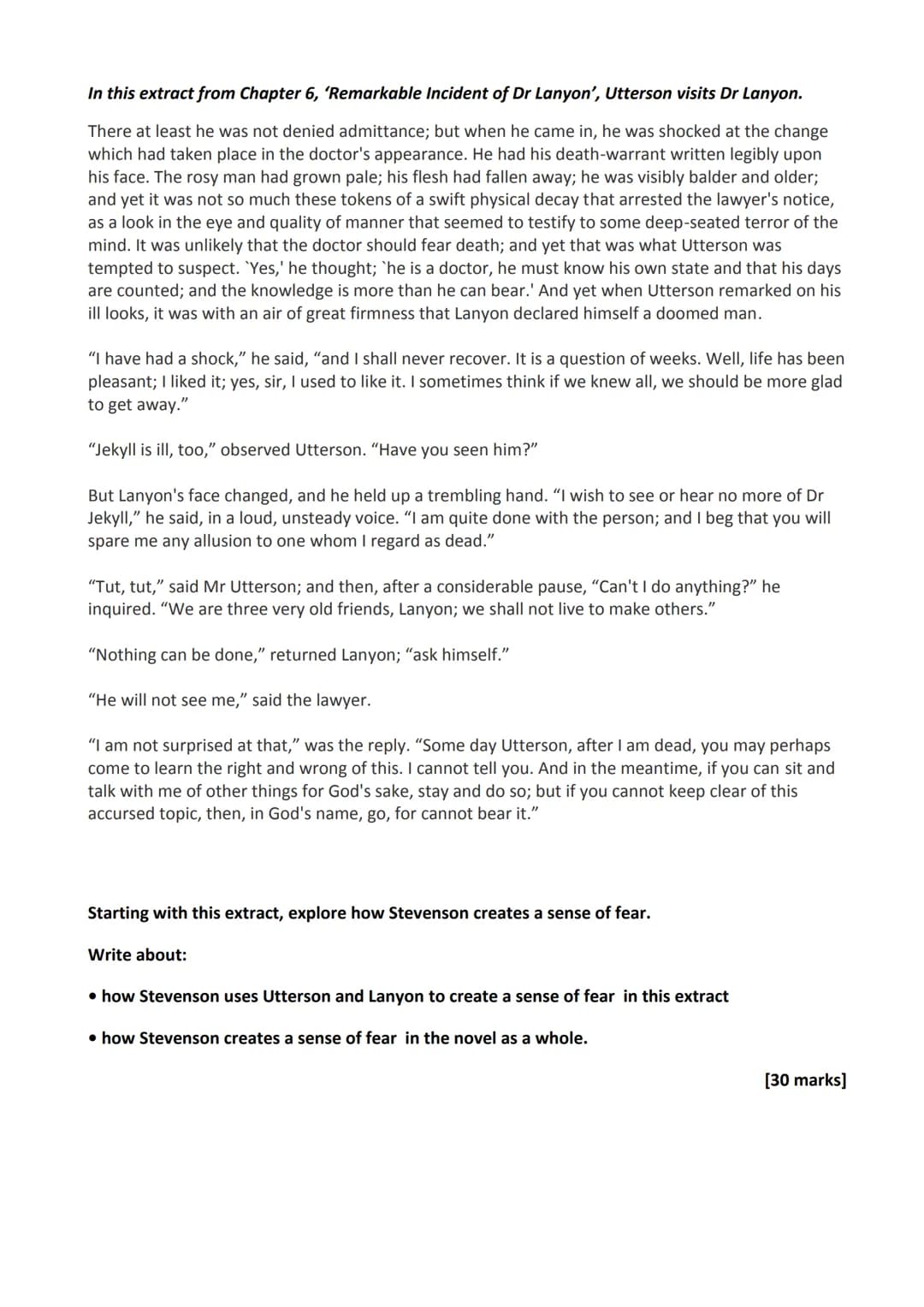 AQA Practice Questions: Dr Jekyll and Mr Hyde
In this extract from Chapter 1, 'Story of the Door', Enfield describes to Utterson an incident