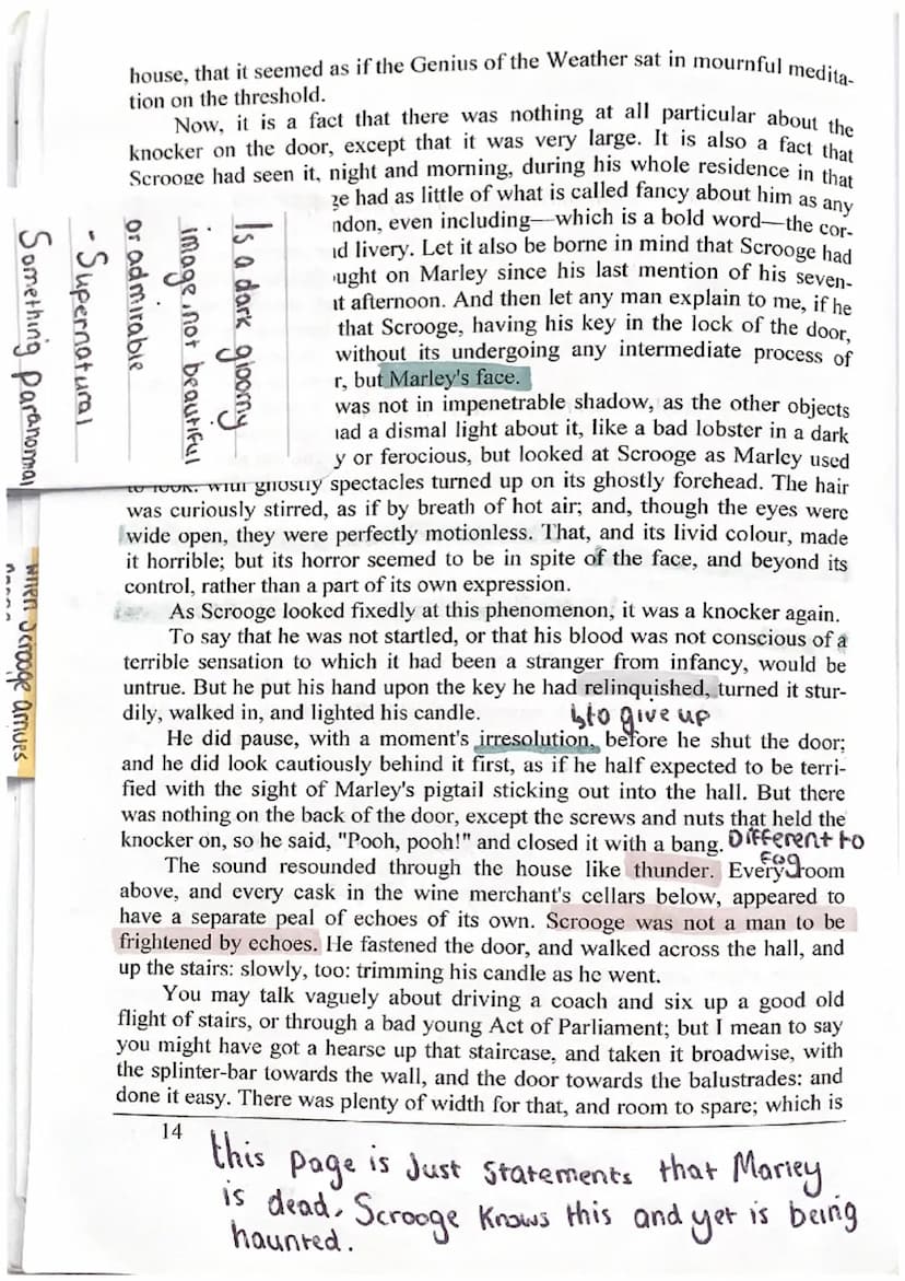 Supergat
Peappearance-
Marleys
foreshadows
Stave One: Marley's G
Tacks Sympathy and
į empathy
Marley was dead, to begin with. There is no do