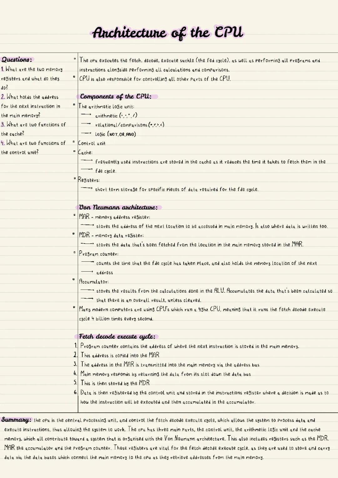 architecture of the cpu