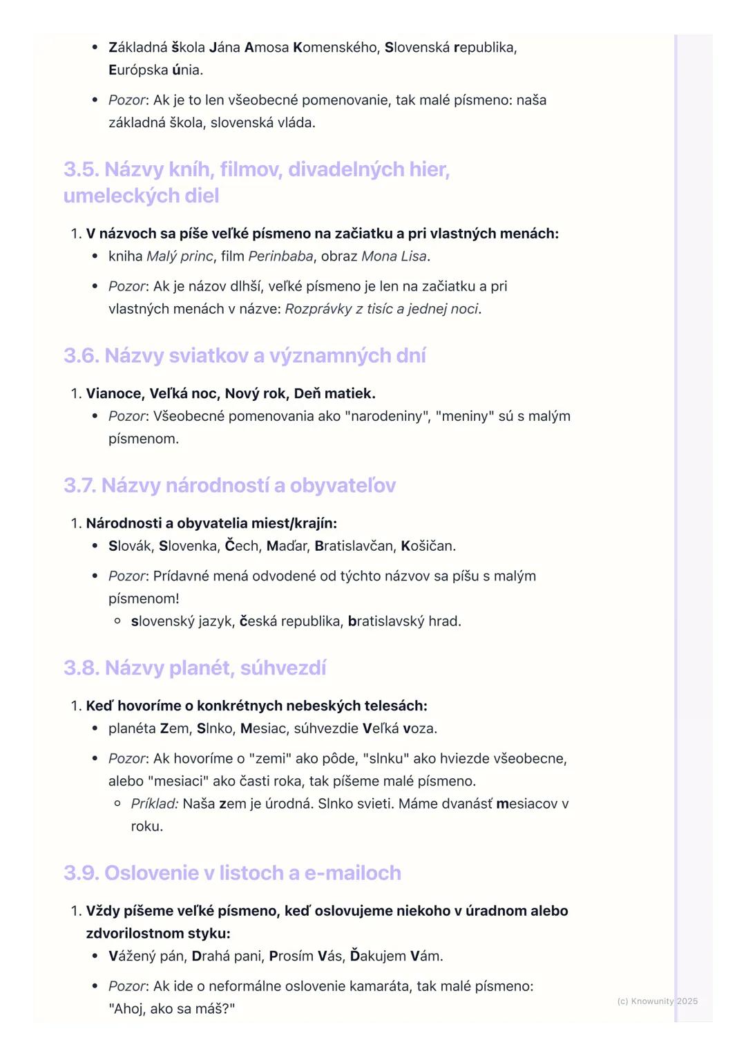 # Pravopis veľkých písmen

1. Prehľad pravopisu veľkých písmen

Ahojte! Dnes si zopakujeme a naučíme sa, kedy píšeme veľké písmená. Je to
ve