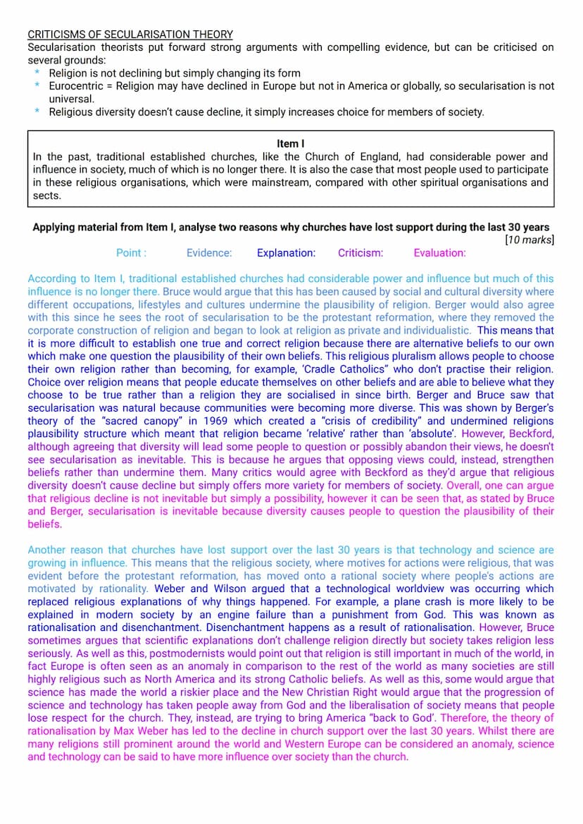 
<p>Secularisation refers to the historical process in which religion loses social and cultural significance. As a result of secularisation,