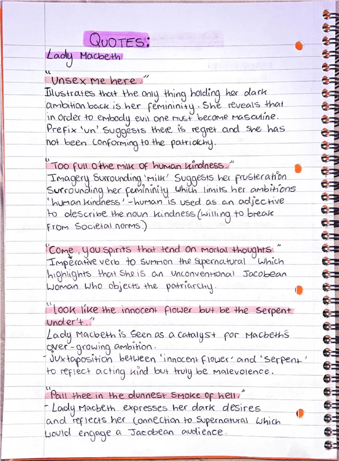 Lady Macbeth key quotes 