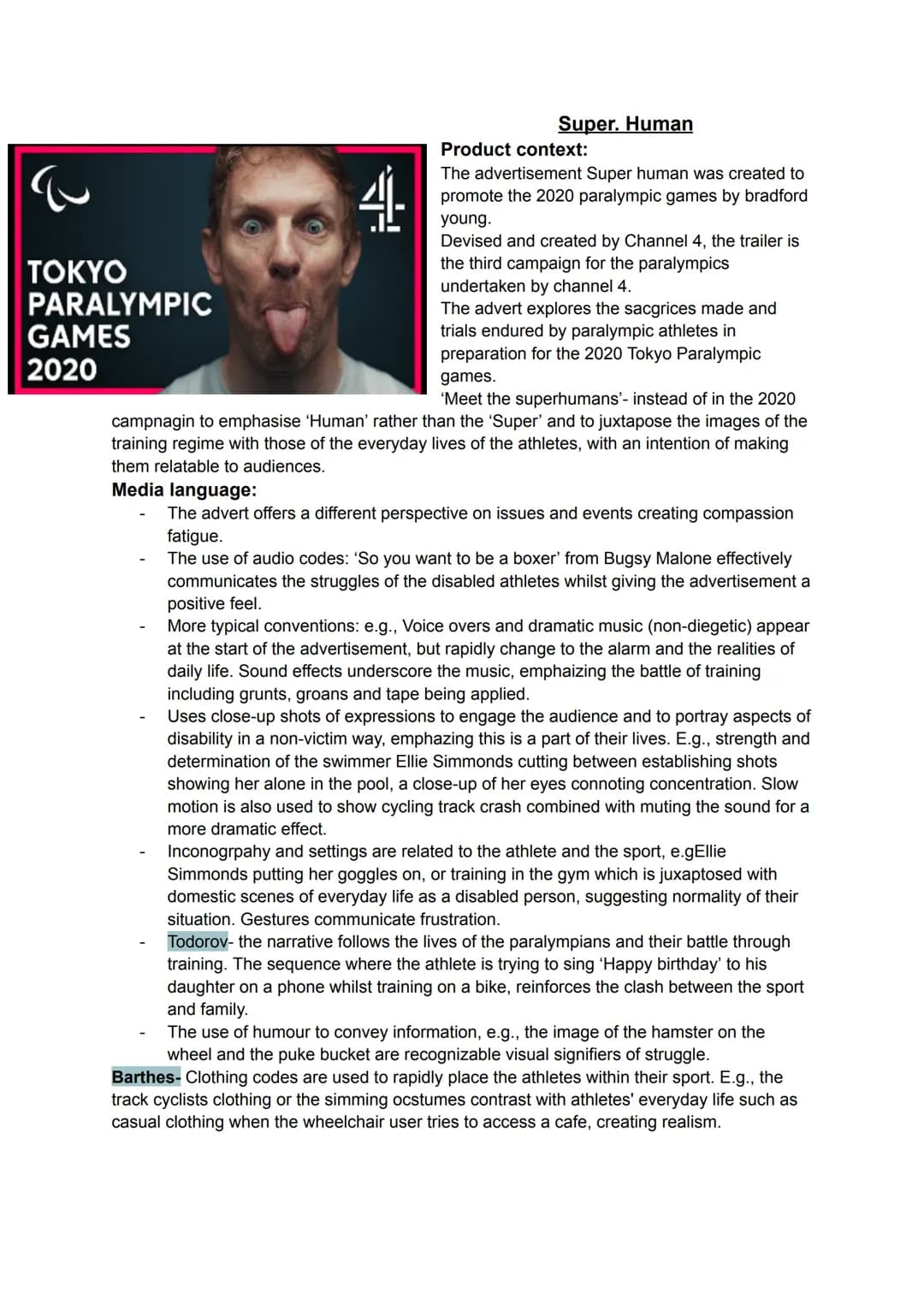 --- OCR Start ---
TOKYO
PARALYMPIC
GAMES
2020
Super. Human
Product context:
The advertisement Super human was created to
promote the 2020 pa