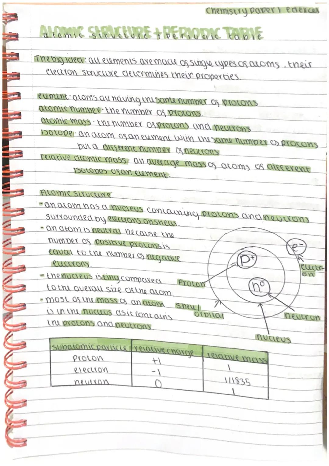 Atomic structure and periodic table