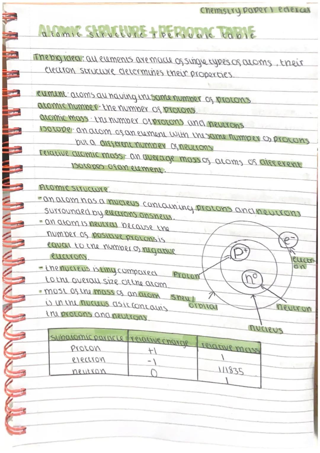 atomic structEURE +PERIODIC TABLE
The big idea: al euments are made of single types of atoms, their
electron structure cletermines their pro