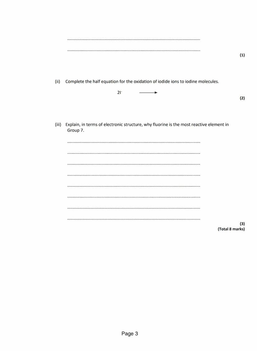 Q1. Use the periodic table and the information in the table below to help you to answer the questions.
The table shows part of an early vers