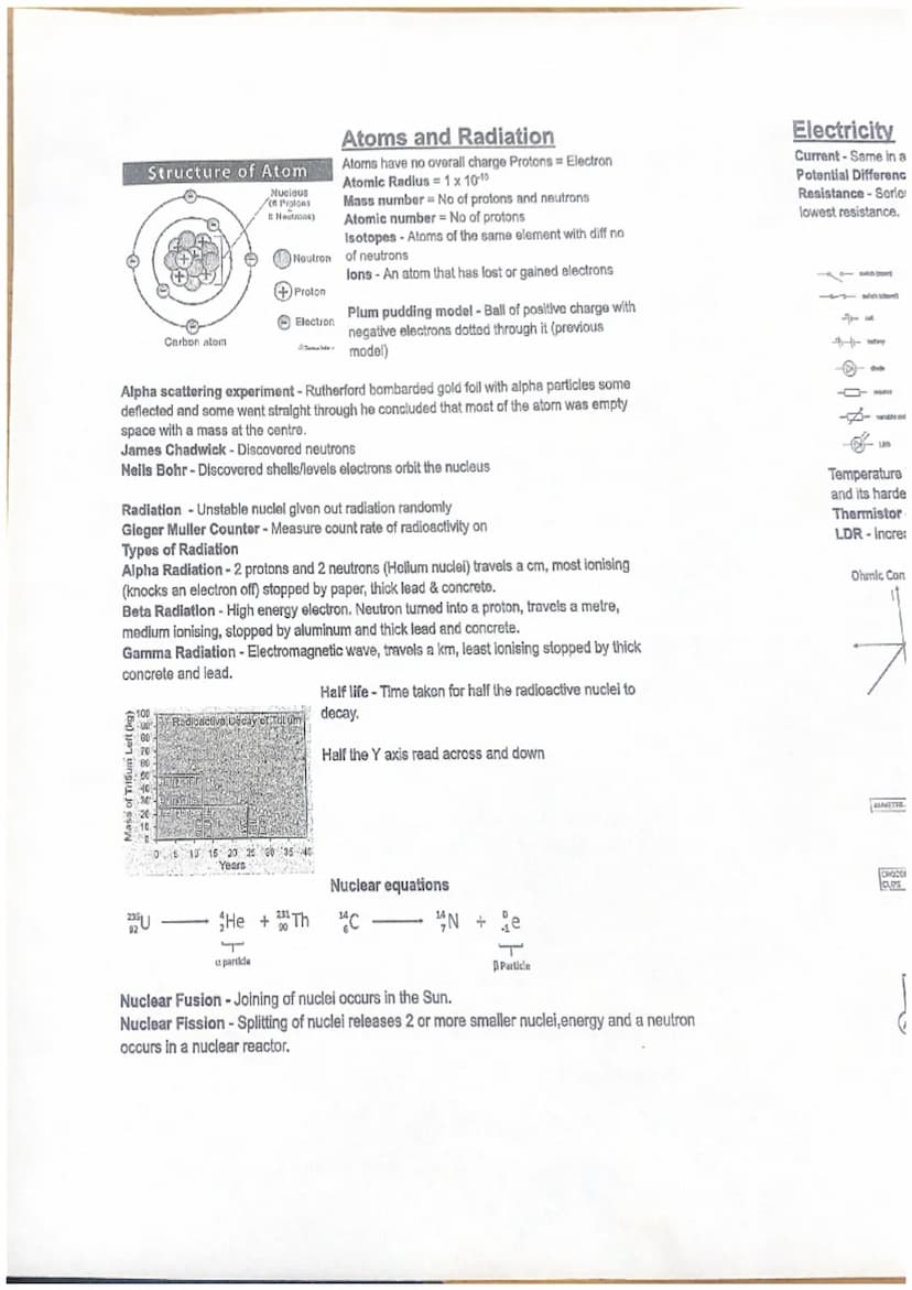 Electricity (2)
Mains electricity - 230V & 50 Hz
Direct potential difference - P.D that goes in one direction
Alternating potential differen