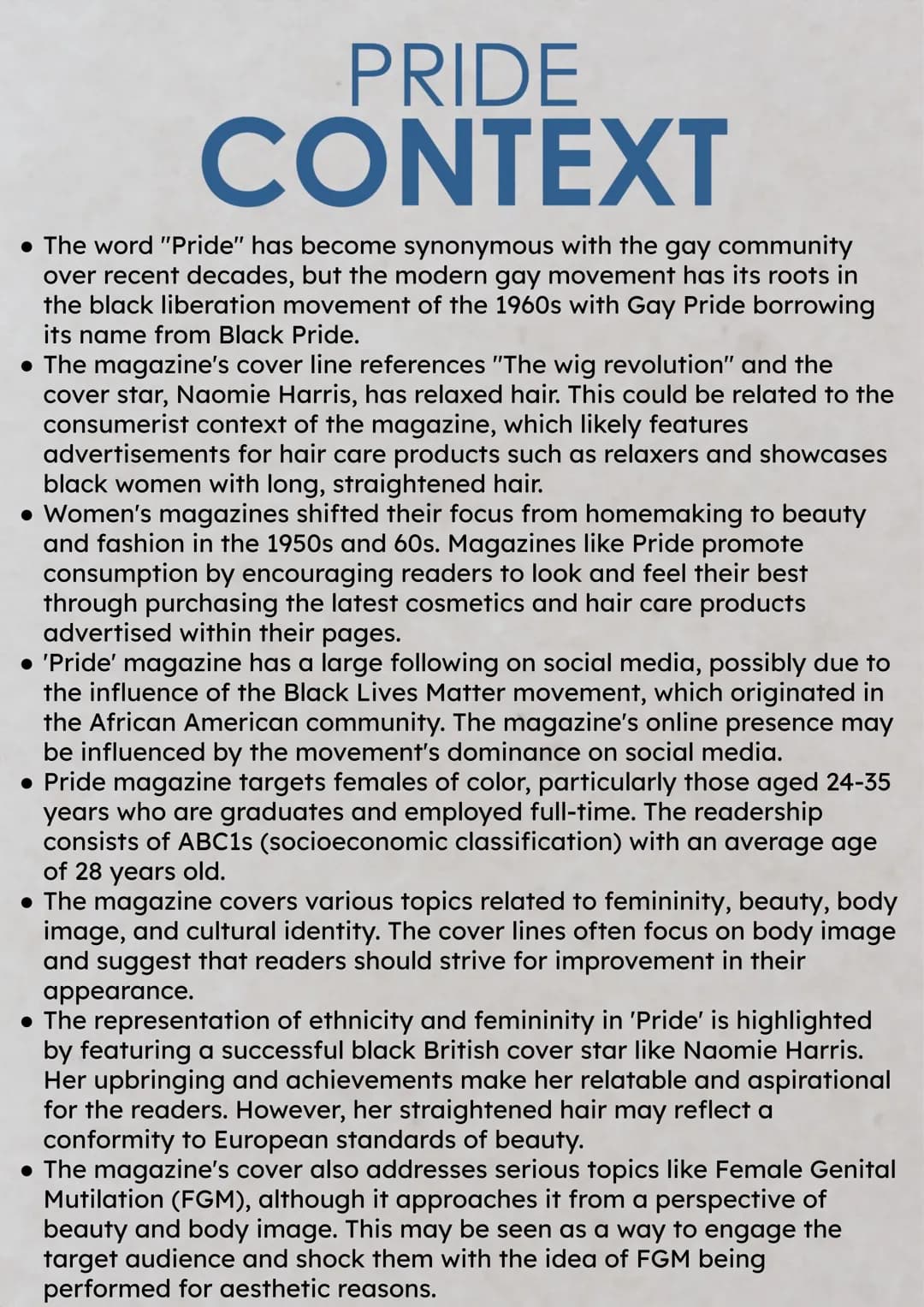 Media
EDUQAS GCSE 2024
MEDIA STUDIES
PAPER ONE NOTES SECTION A
PRIDE
CELEBRATING 24 YEARS AT THE TOP!
PR
NOVEMBER 2015 £3
FAILED BY
FEMINISM