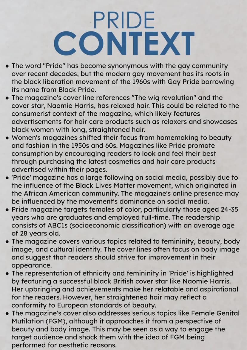 Media
EDUQAS GCSE 2024
MEDIA STUDIES
PAPER ONE NOTES SECTION A
PRIDE
CELEBRATING 24 YEARS AT THE TOP!
PR
NOVEMBER 2015 £3
FAILED BY
FEMINISM