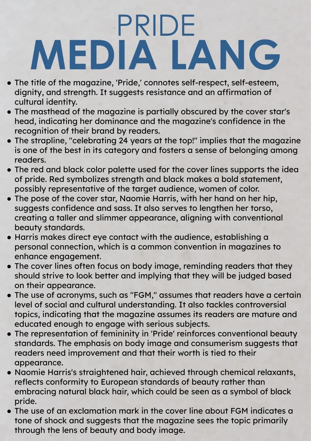 Media
EDUQAS GCSE 2024
MEDIA STUDIES
PAPER ONE NOTES SECTION A
PRIDE
CELEBRATING 24 YEARS AT THE TOP!
PR
NOVEMBER 2015 £3
FAILED BY
FEMINISM