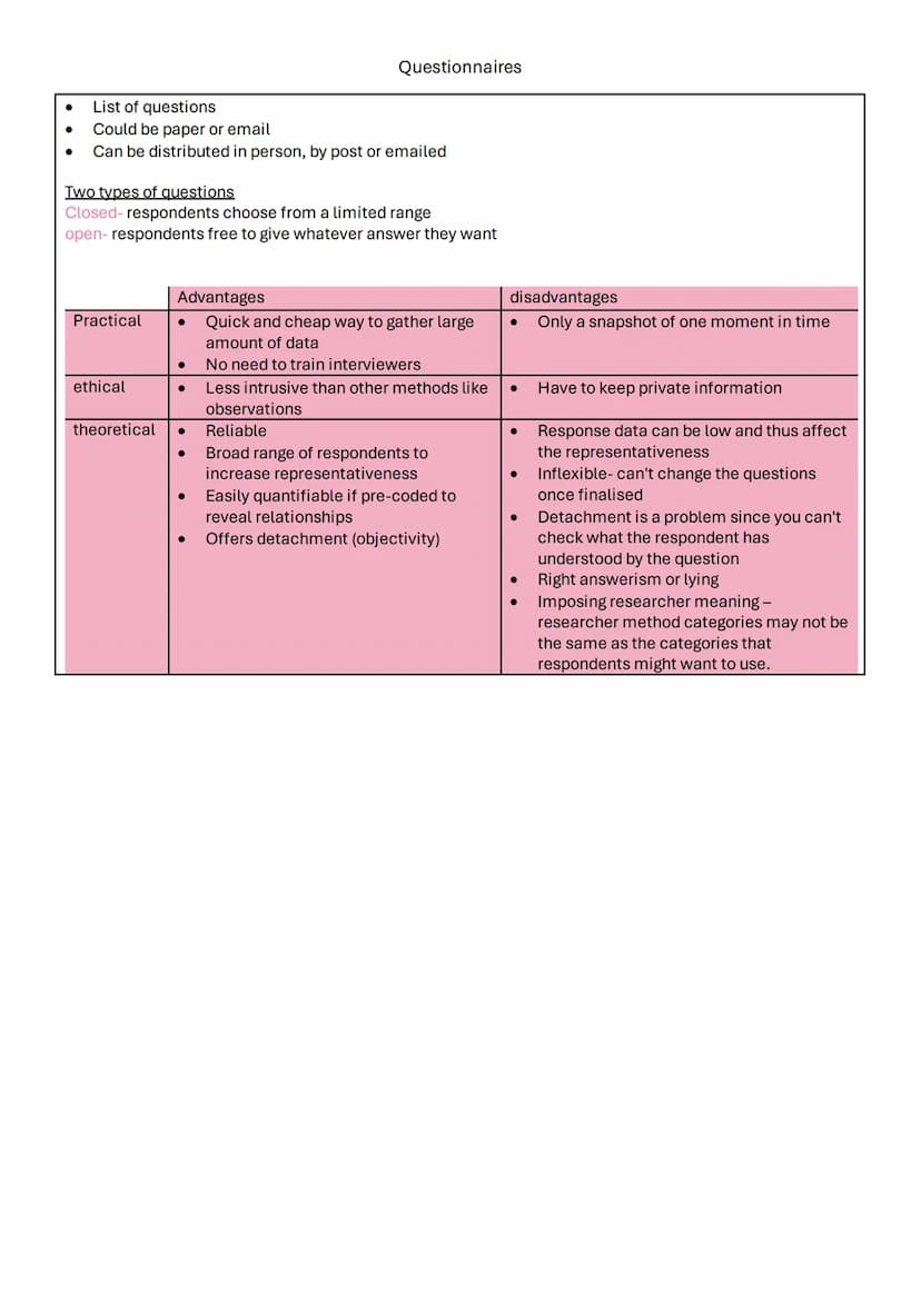 Research methods
Choosing a research method - page 2
Questionnaires - page 3
Experiments - page 4
Interviews - page 5
Participant observatio
