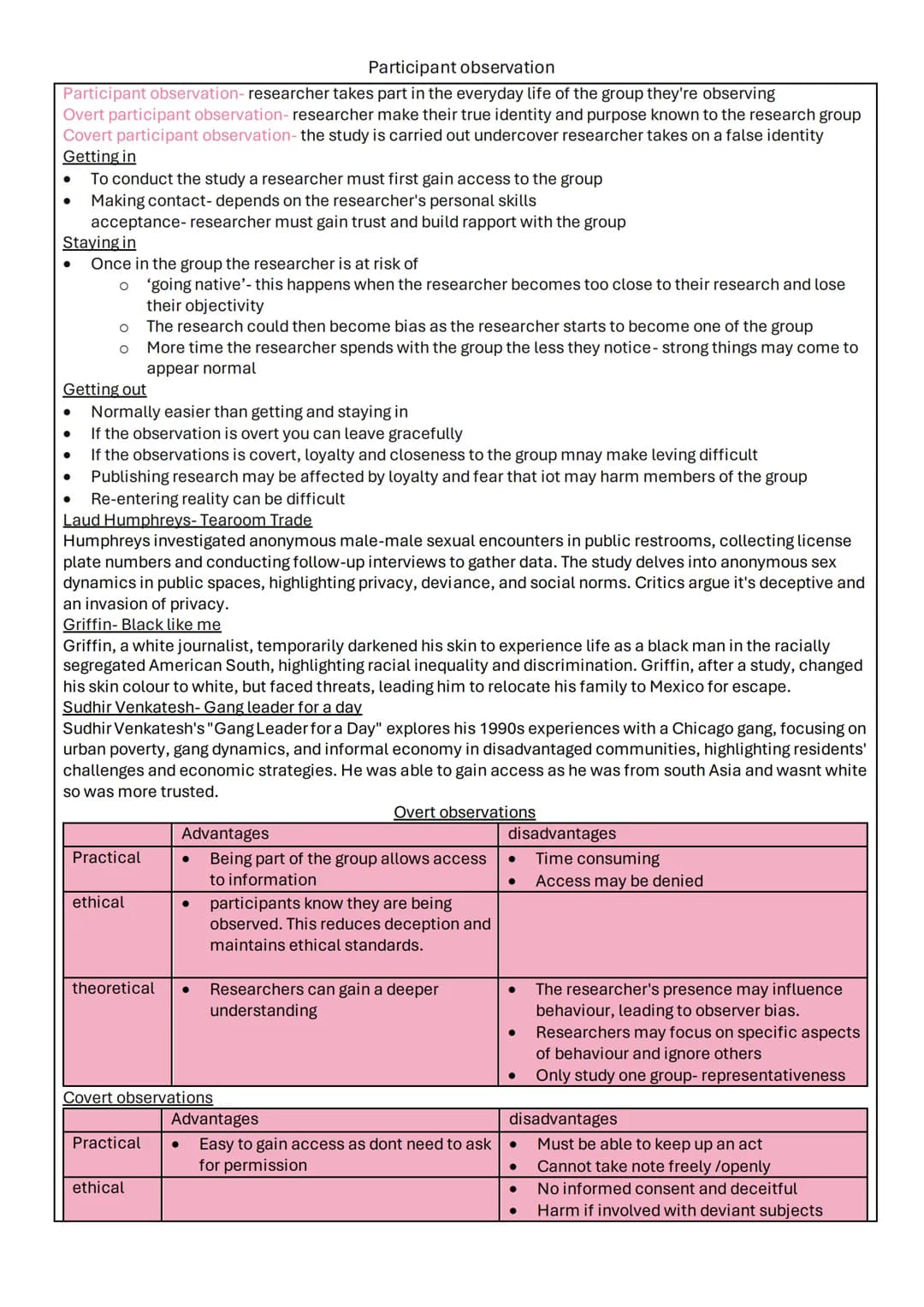 Research methods
Choosing a research method - page 2
Questionnaires - page 3
Experiments - page 4
Interviews - page 5
Participant observatio