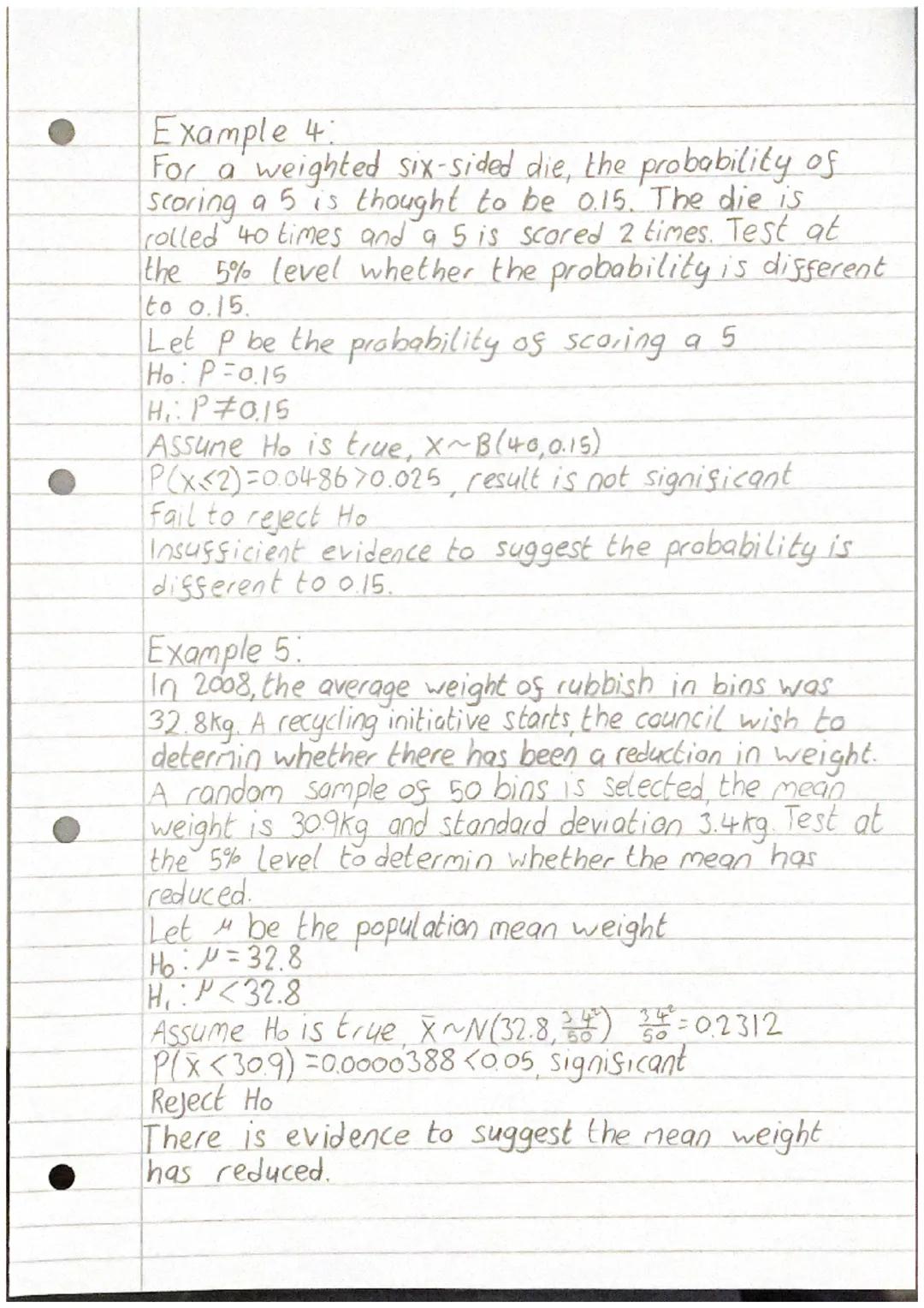 # Hypothesis testing

Ho, null hypothesis
Hi, alterative hypothesis
Significance level is the probability of incorrectly
rejecting Ho
One ta