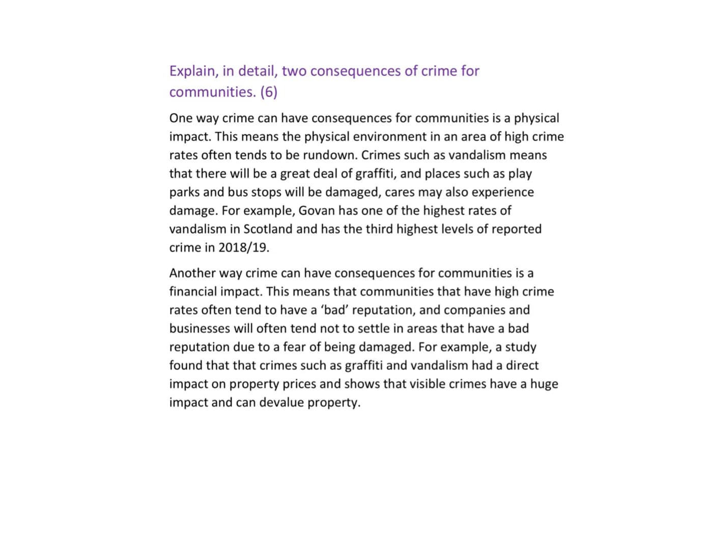 Crime and the Law-
Describe, in detail, two roles of the children's hearing system.
(4)
One role of the children's hearing system is to supp