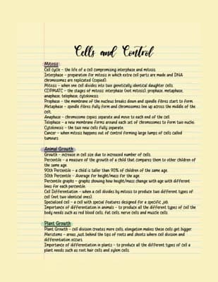 Know Cells and Control - Detailed Notes and Definitions.  thumbnail