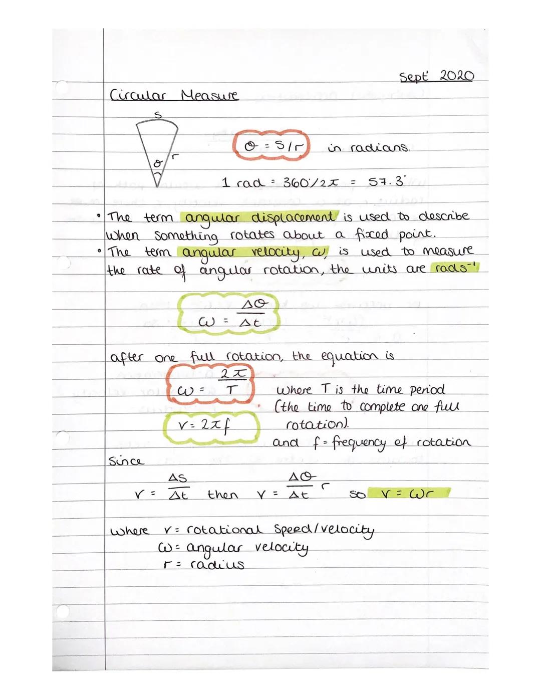 Circular Measure
&
Since
V=
where
• The term angular displacement is used to describe
when something rotates about a fixed point.
• The term