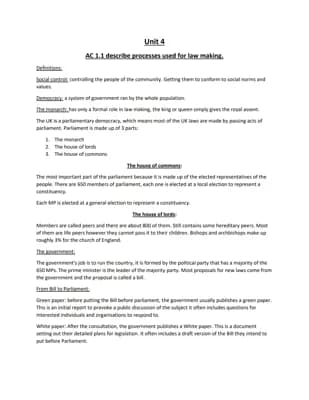 Know Unit 4 criminology AC1, 2 and 3.1 thumbnail