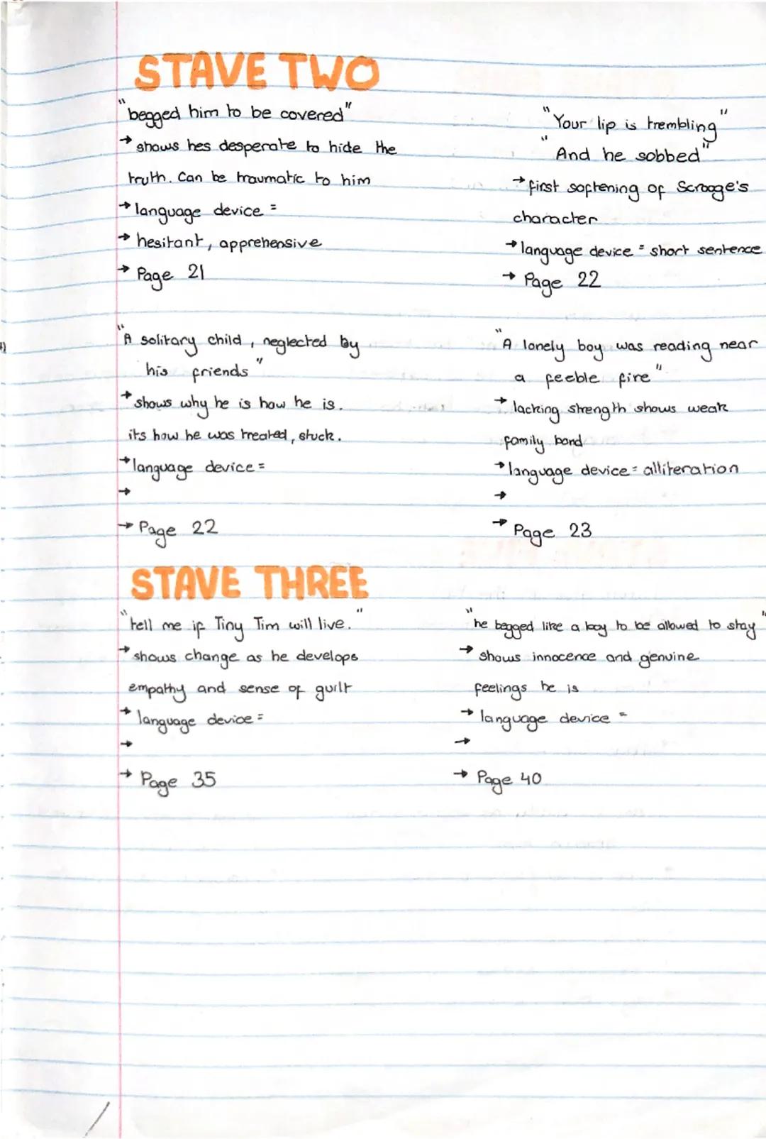 EBENEZER
SCROOGE
STAVE ONE
"Fight - fisted hand at the grind-stone"
→means hes a greedy man who porced
others to work long hours.
→ language