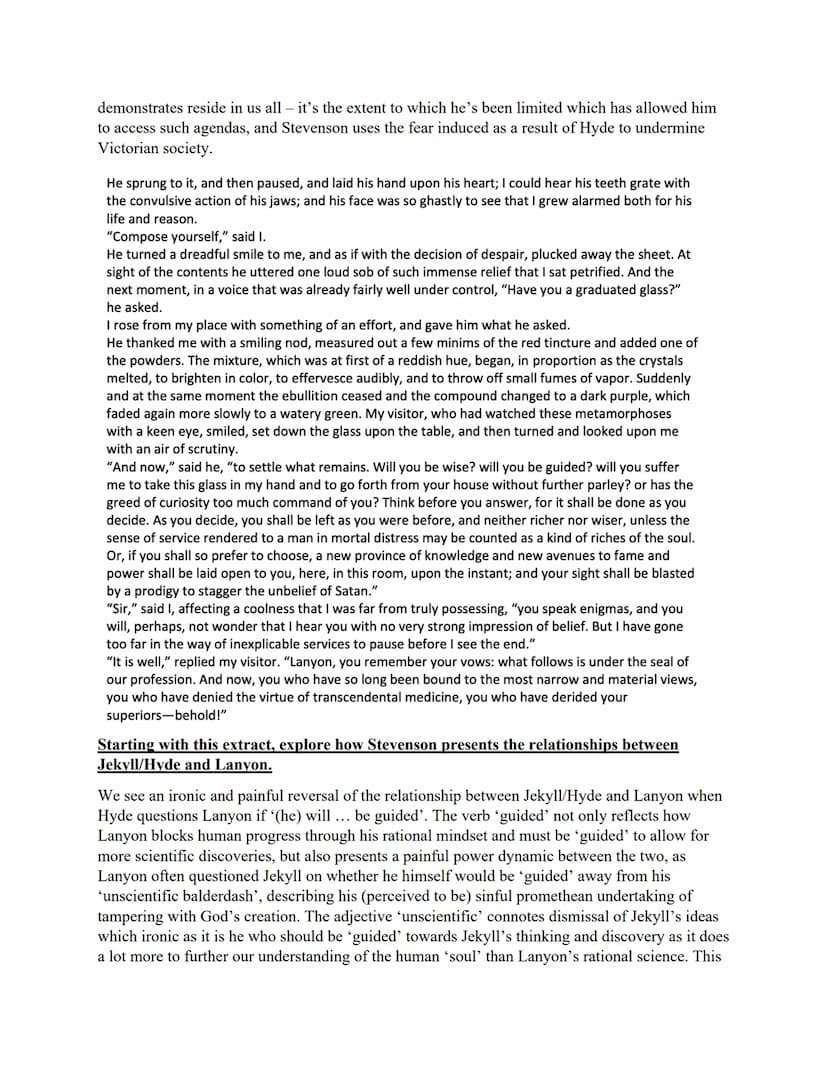 GCSE AQA English Literature
Dr Jekyll and Mr Hyde by RL Stevenson - practice essays with extracts
"Well, it was this way," returned Mr Enfie