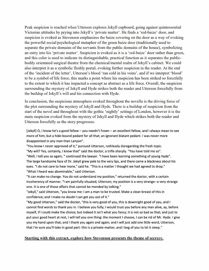 GCSE AQA English Literature
Dr Jekyll and Mr Hyde by RL Stevenson - practice essays with extracts
"Well, it was this way," returned Mr Enfie