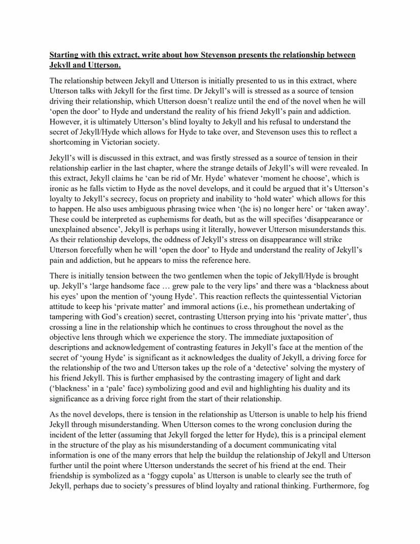 GCSE AQA English Literature
Dr Jekyll and Mr Hyde by RL Stevenson - practice essays with extracts
"Well, it was this way," returned Mr Enfie