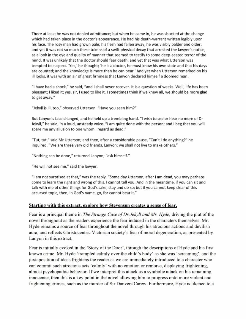 GCSE AQA English Literature
Dr Jekyll and Mr Hyde by RL Stevenson - practice essays with extracts
"Well, it was this way," returned Mr Enfie