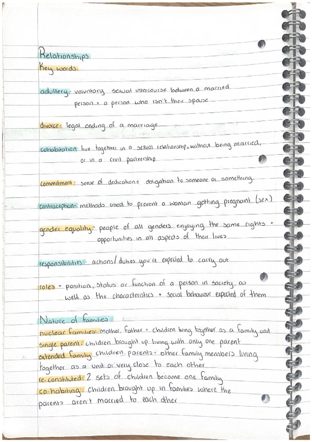 eduqas religious studies - relationships full set of notes