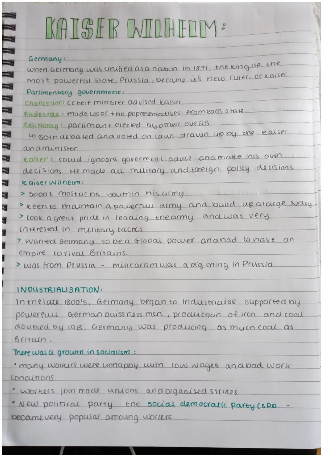 KAISER WILHELM
Germany:
when Germany was unified as a nation in 1871, the king of the
most powerful state, Prussia, became it's new ruler, o