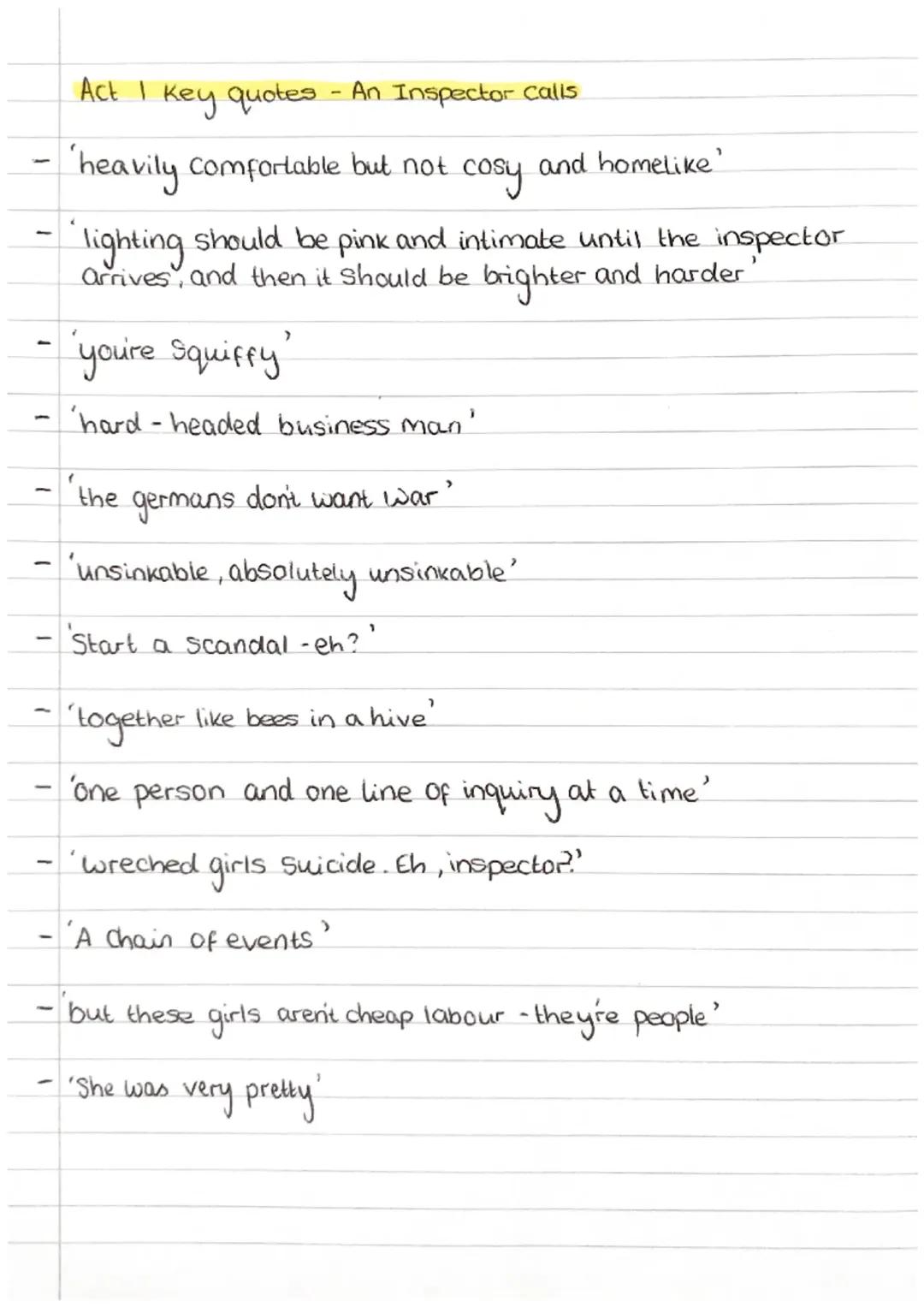 An Inspector Calls - Key Quotes