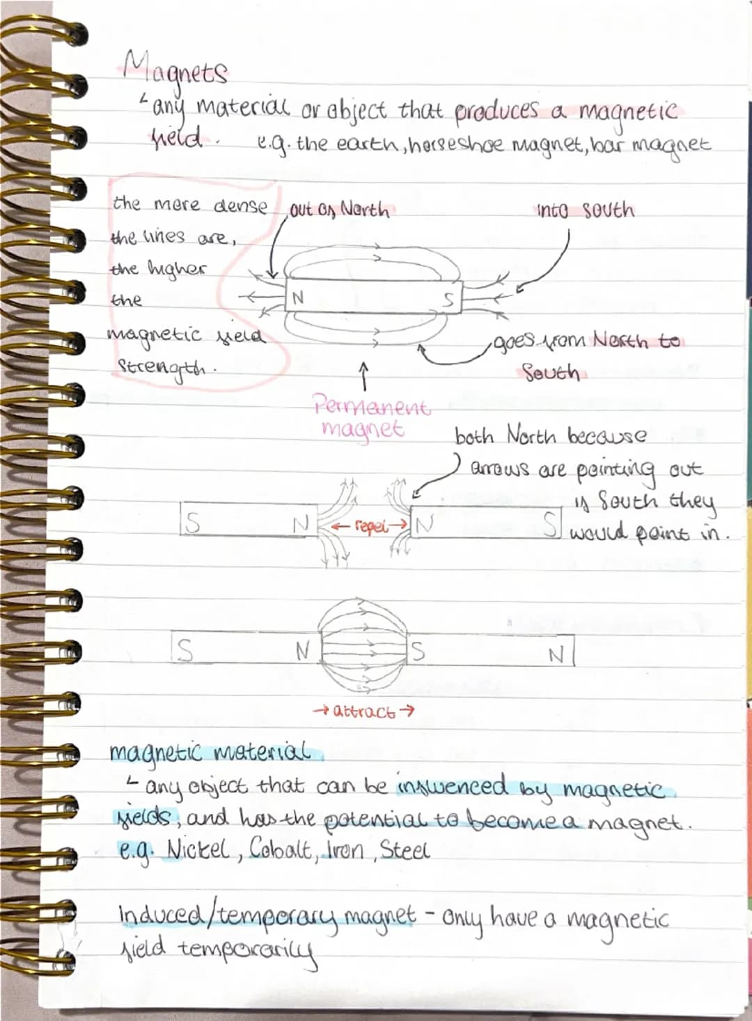 Magnets
magnetic
- any material or abject that produces a
Lany
field. e.g. the earth, herseshoe magnet, bar magnet.
the mere dense out of No