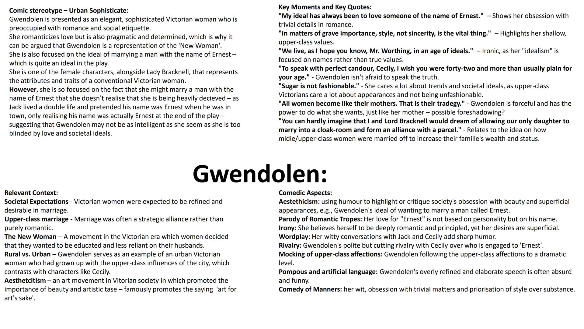 'The Importance of Being Earnest' - Character Profiles: --- OCR Start ---
Comic stereotype - Country ingenue:
Cecily is presented as very na
