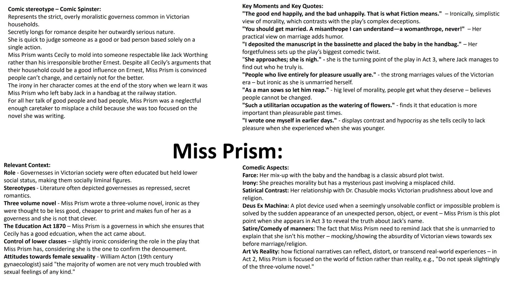 'The Importance of Being Earnest' - Character Profiles: --- OCR Start ---
Comic stereotype - Country ingenue:
Cecily is presented as very na