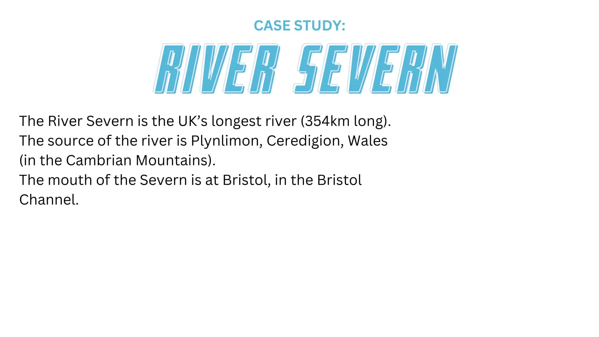 Rivers
RIVERS
Rivers
Rivers
RIVERS Characteristics of a river
• Mouth - The point where a river leaves its
drainage basin and flows into the