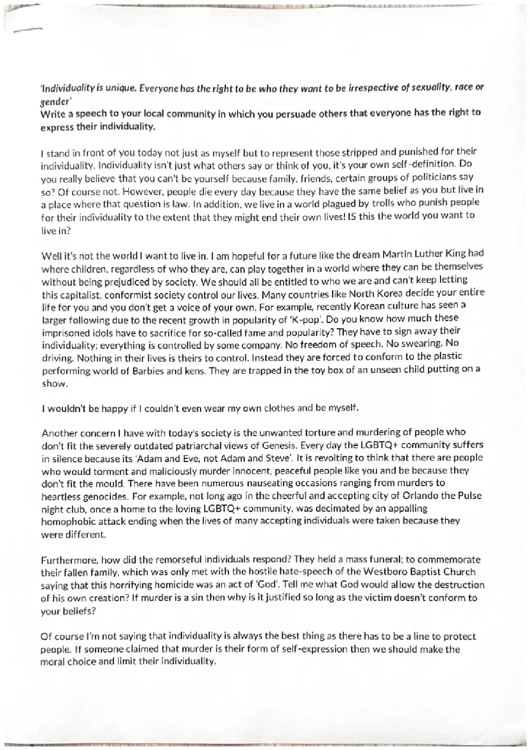 English Language Paper 2 Grade 9 response