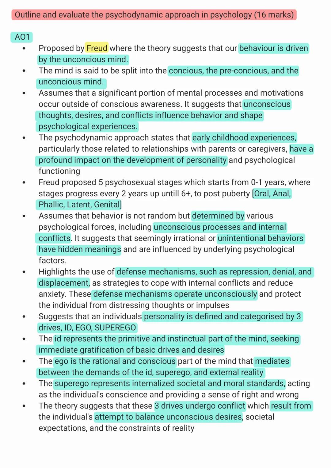 The psychodynamic approach 