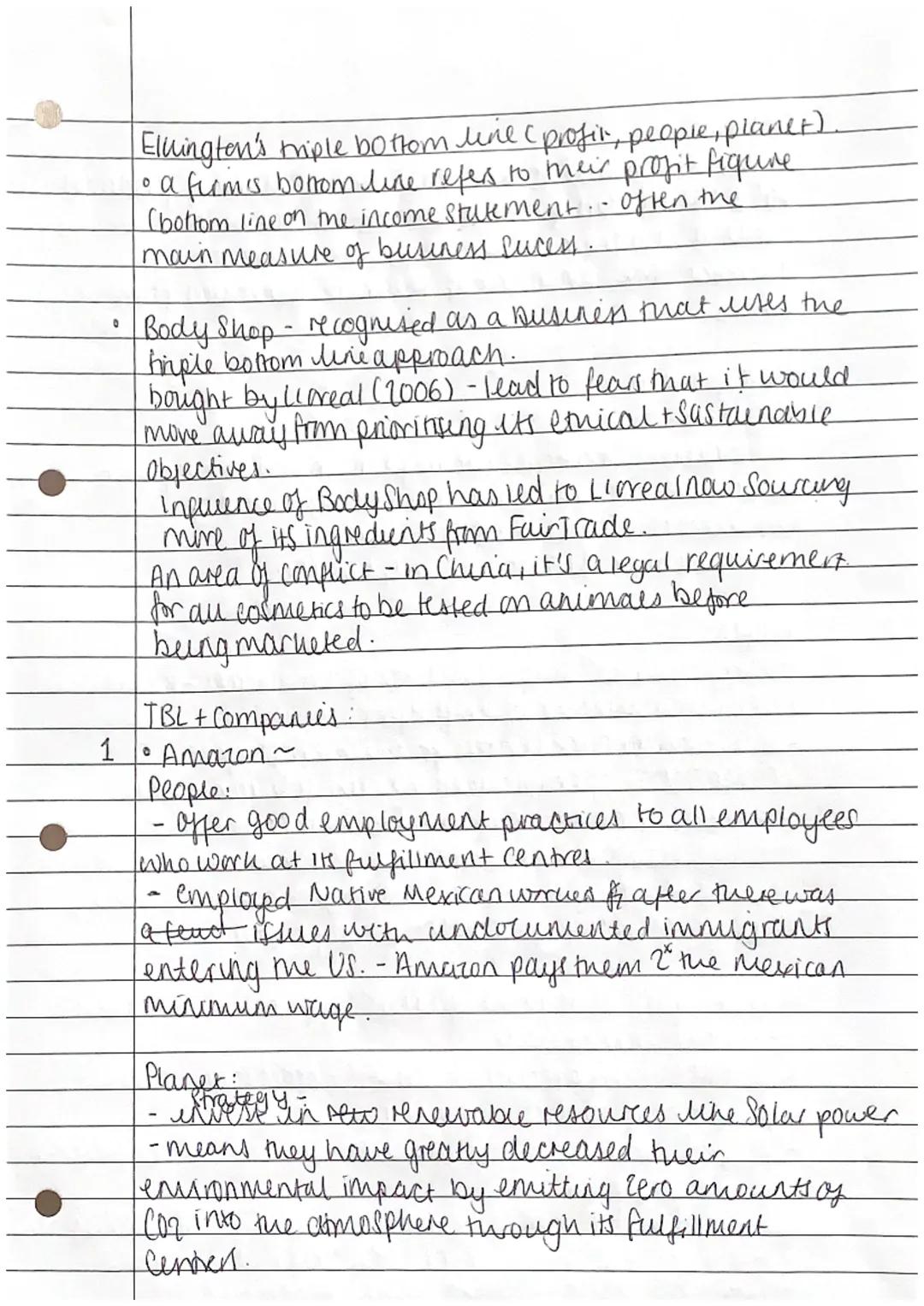 Eluington's triple bottom line (profit, people, planet.
a firmu bottom line is their profit
figure (bottom line on the income
Statement)
-of
