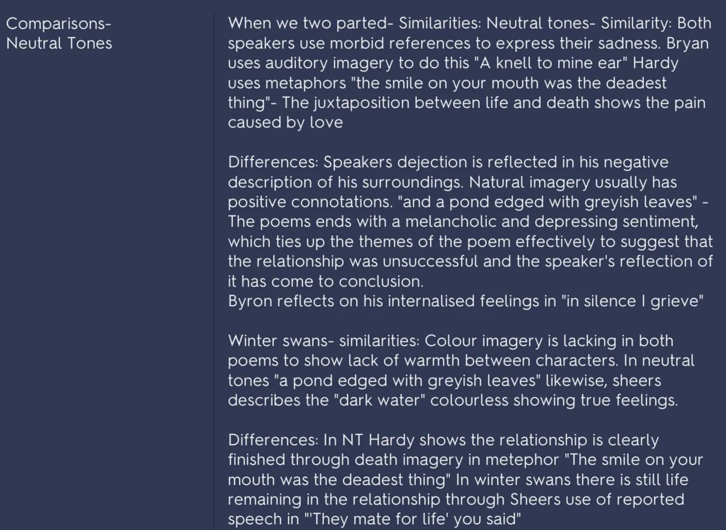 Neutral Tones -
Thomas Hardy
neutral tone quotes
recounting meeting with a former lover at side of pond. Winter
when they met so atmosphere 