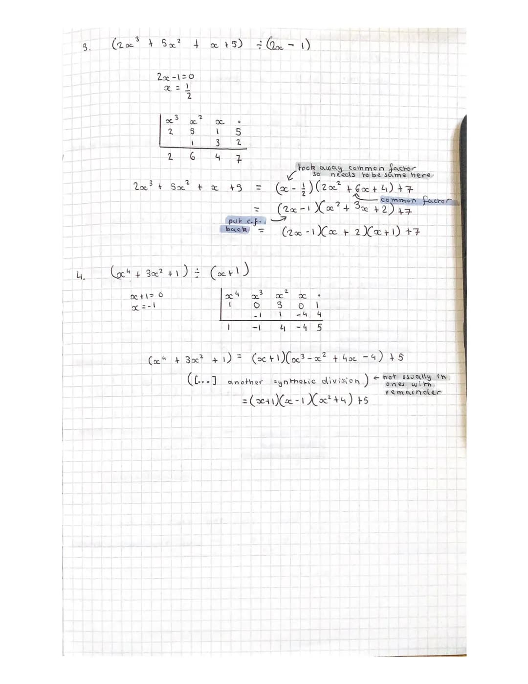 2.
Polynomials Syntheric Division & Remainder Theorem
(x³ + 6x²
+ 11x + 8)
+
Y.
fill in
values from
question
x 3
oc+ 1 = 0
x = -1
2³
1
+ 6x0