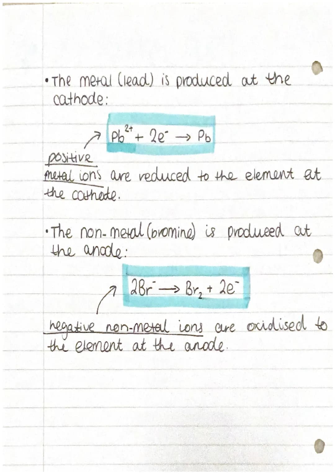 Pages
100-103
electrolysis
(Electrolysis means "splitting up with
electricity's
• When an ionic substance is melting
or dissolved the ions a