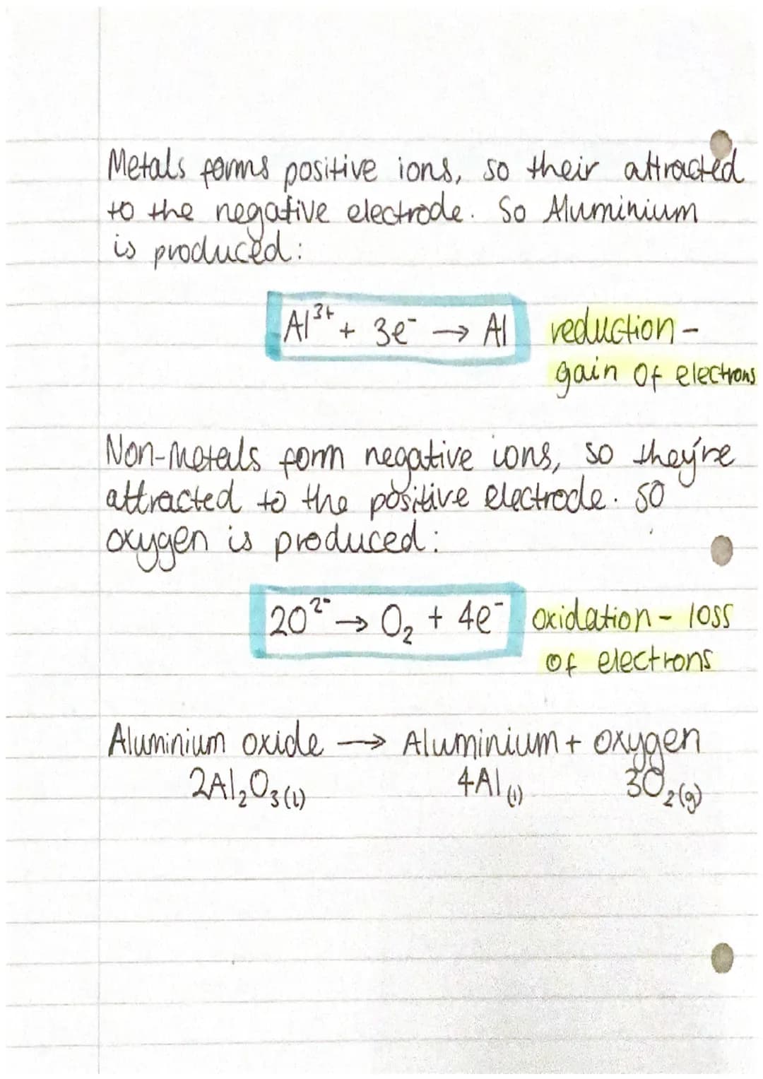 Pages
100-103
electrolysis
(Electrolysis means "splitting up with
electricity's
• When an ionic substance is melting
or dissolved the ions a