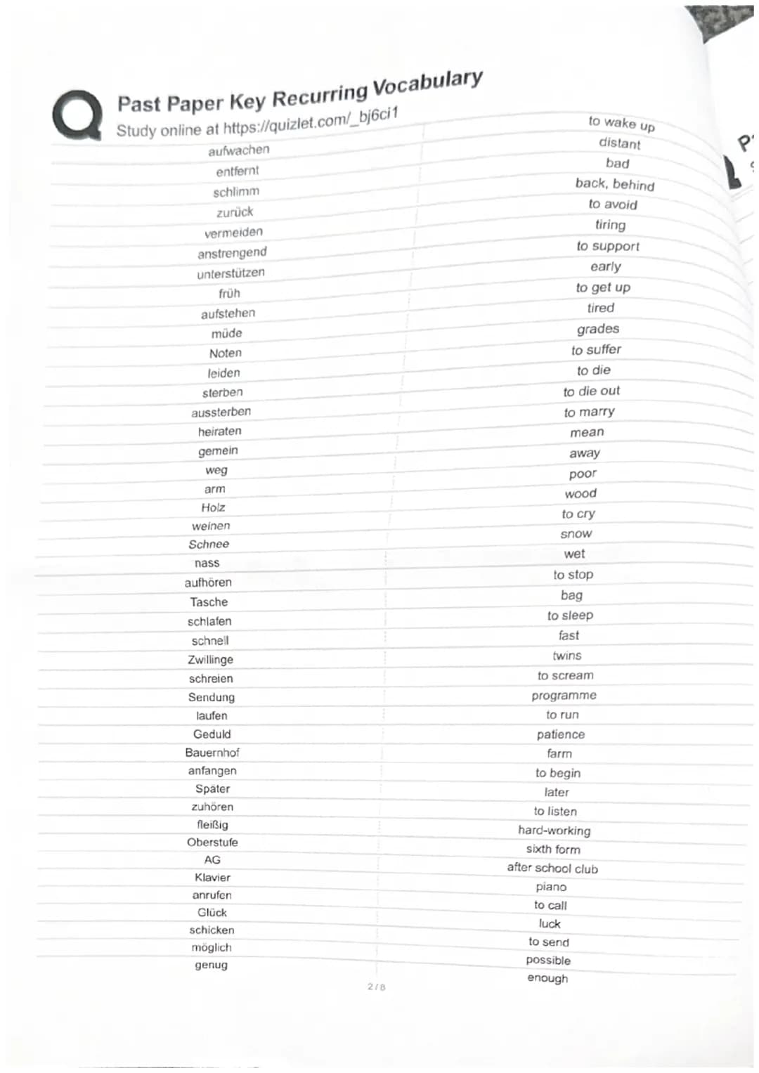 en ending
verb
Freien -Outdoors
I'm falen
Stelle/ Beruf - Job.
teinehmen- to tave part
Freien- holiday
aufhoren to Stop / give up fleißig - 