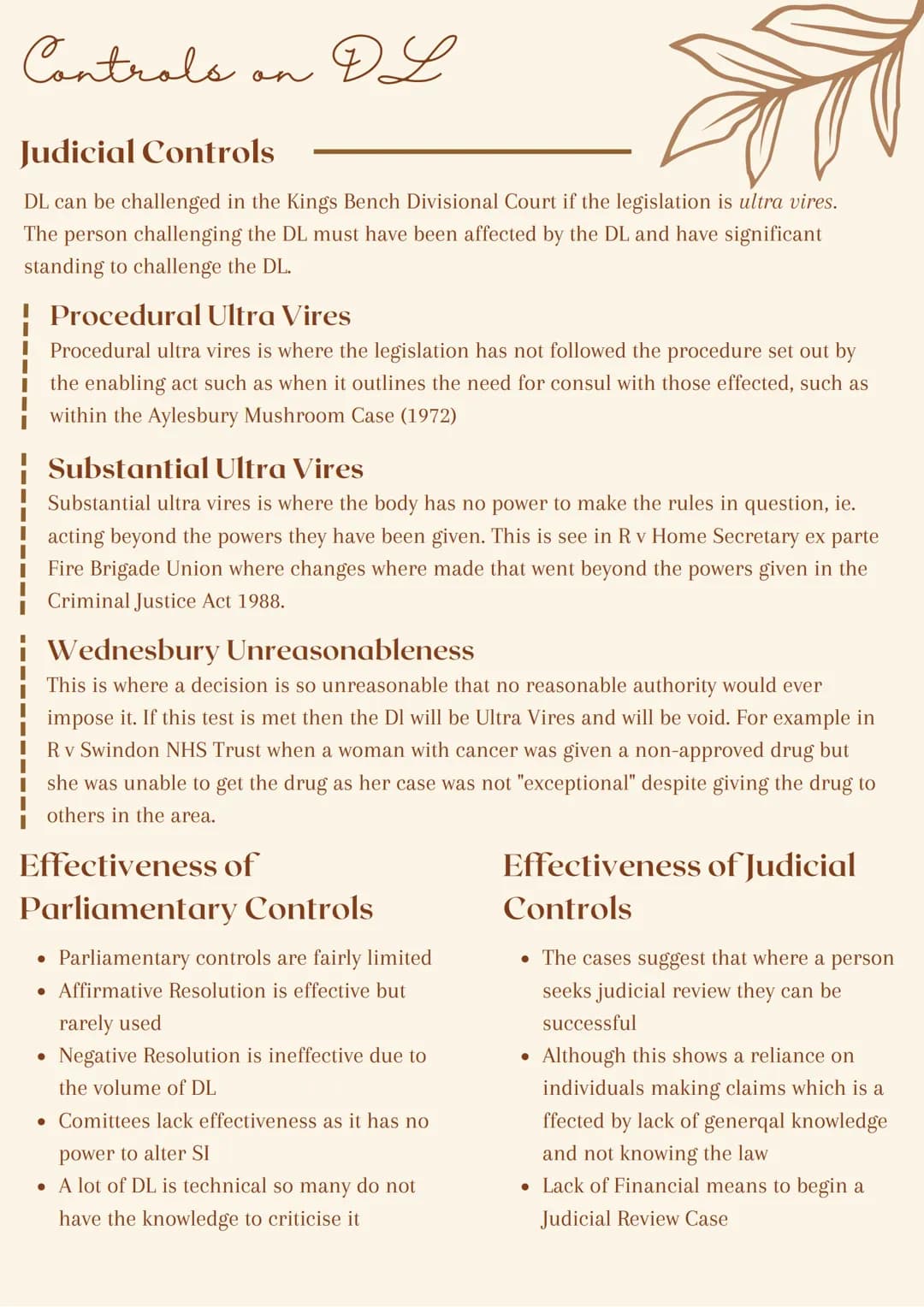 
<p>Delegated Legislation is law made by some person or body other than Parliament, but with the authority of Parliament. This authority is 