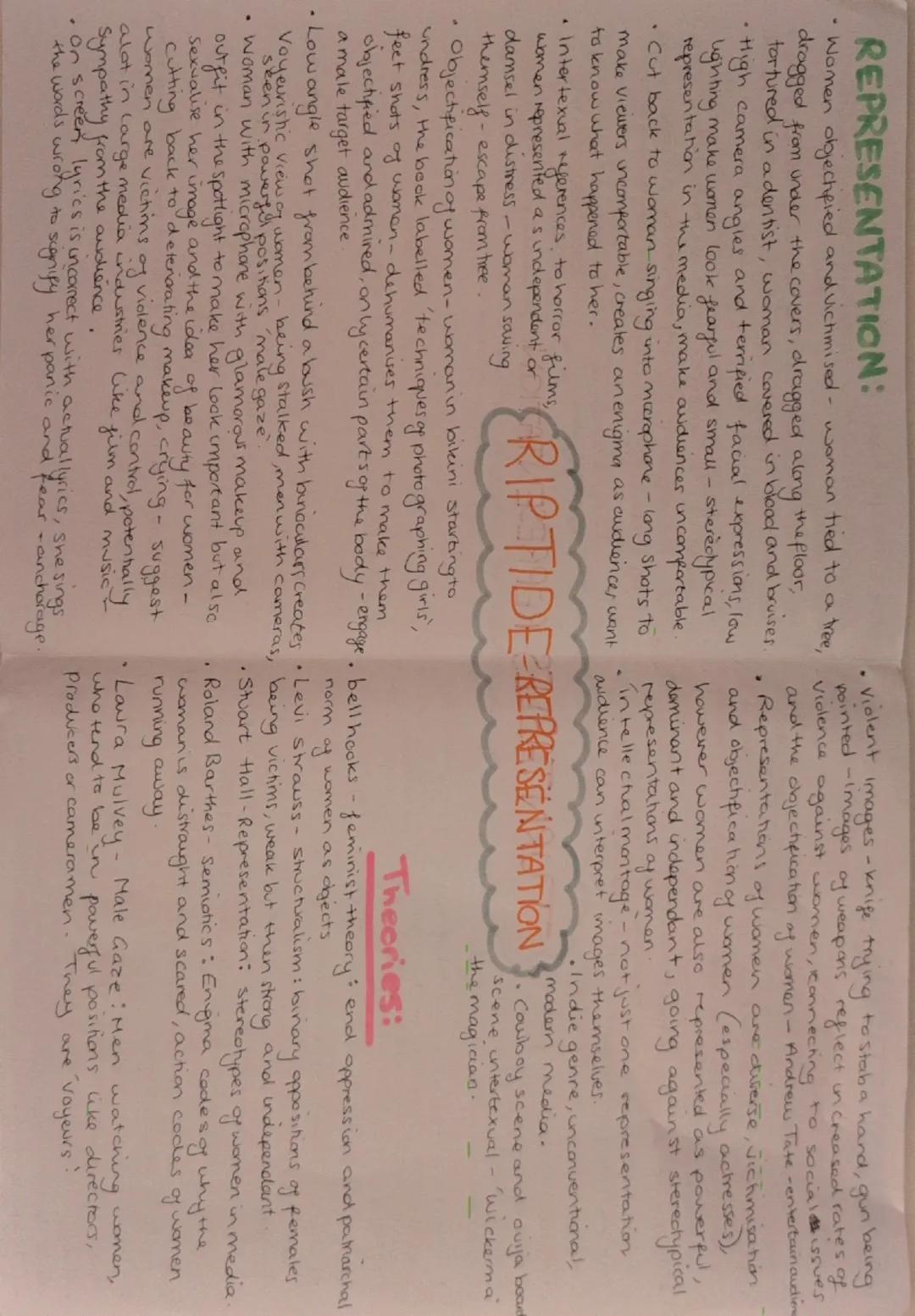 REPRESENTATION:
• Women objectified and victimised - woman tied to a tree,
dragged from under the covers, dragged along the floor,
tortured 